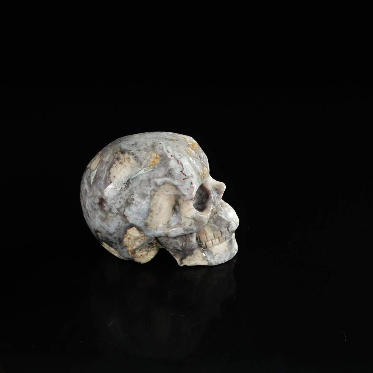 2.2" Blue Flower Agate Crystal Skull Carving - Unique Piece #BF01