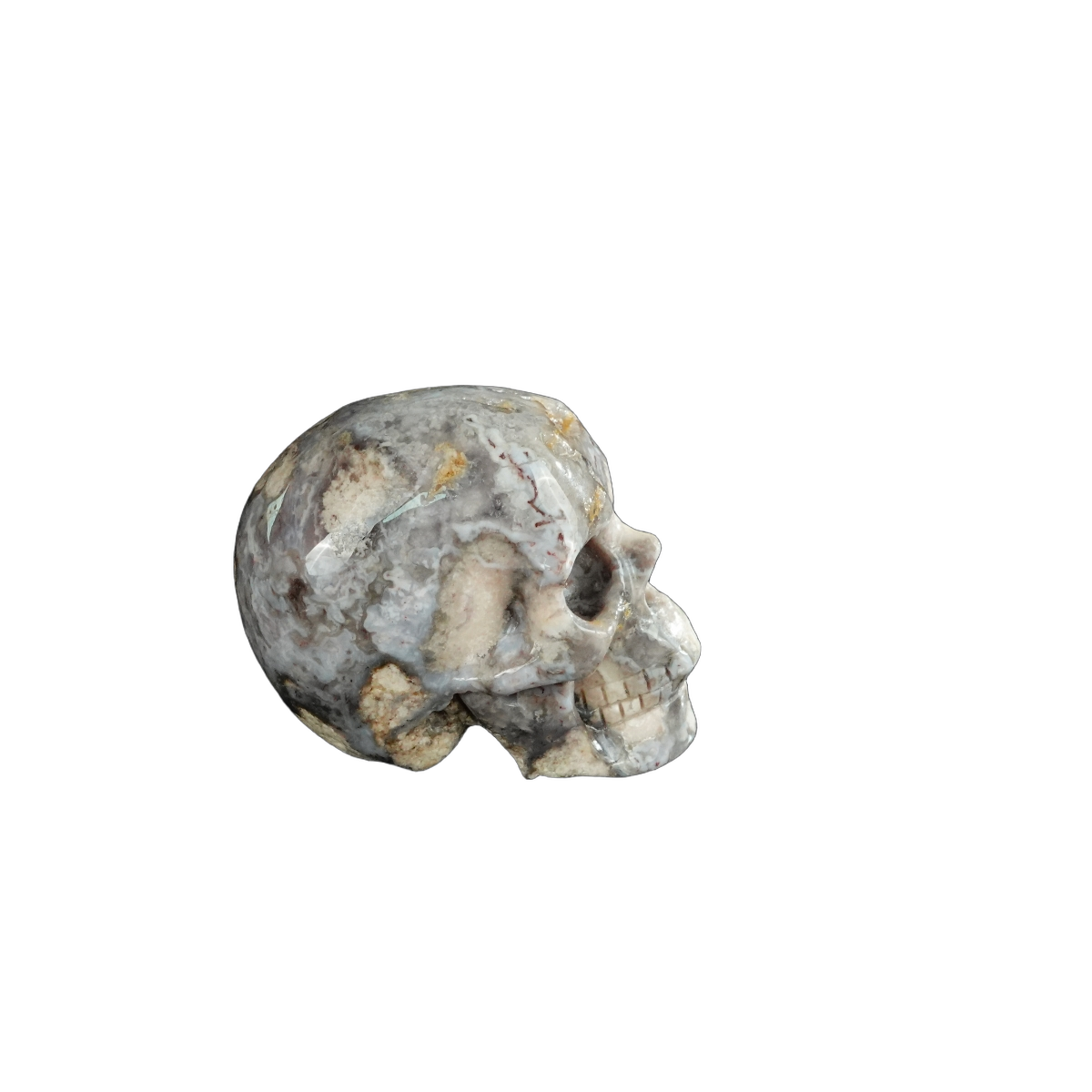 2.2" Blue Flower Agate Crystal Skull Carving - Unique Piece #BF01