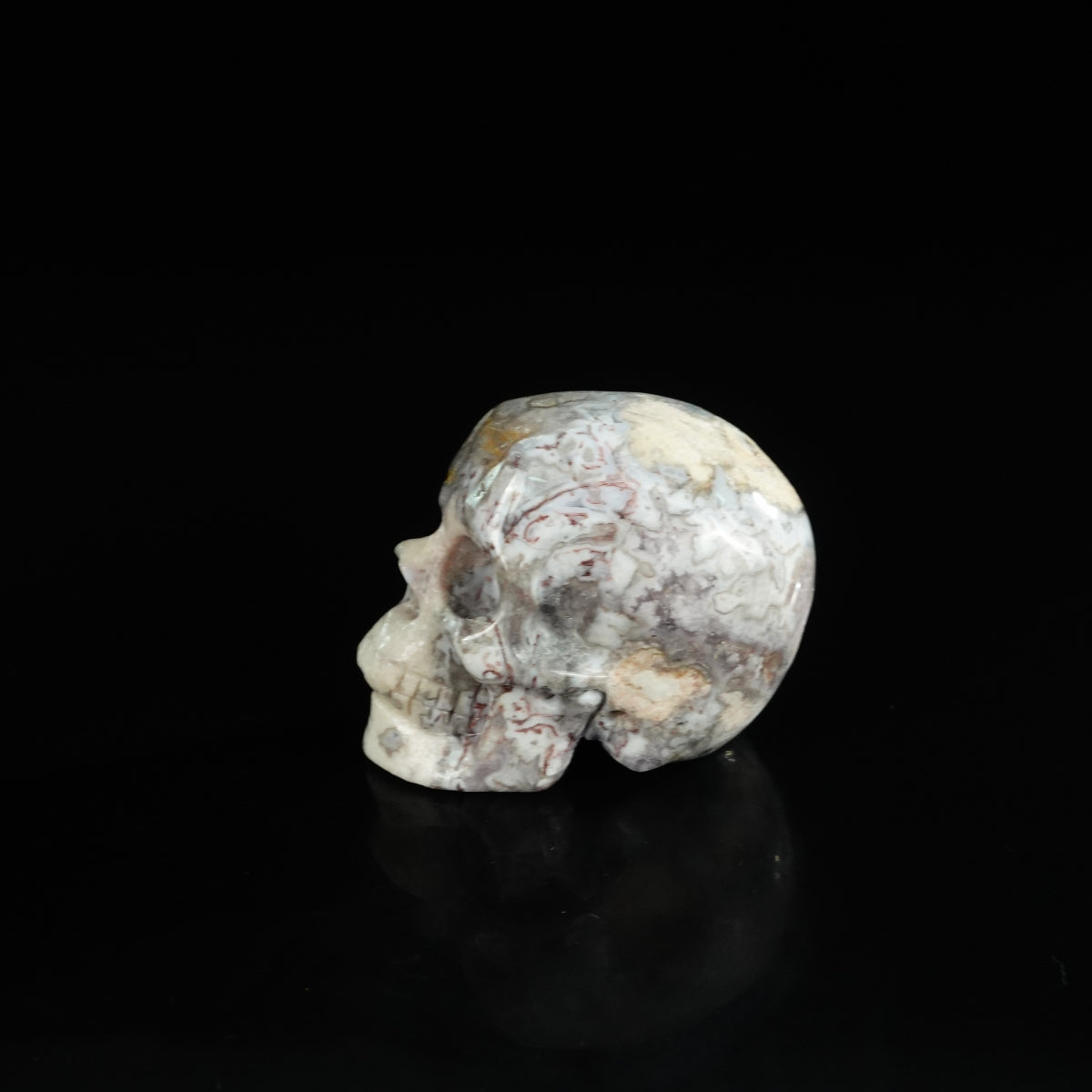 2.2" Blue Flower Agate Crystal Skull Carving - Unique Piece #BF01