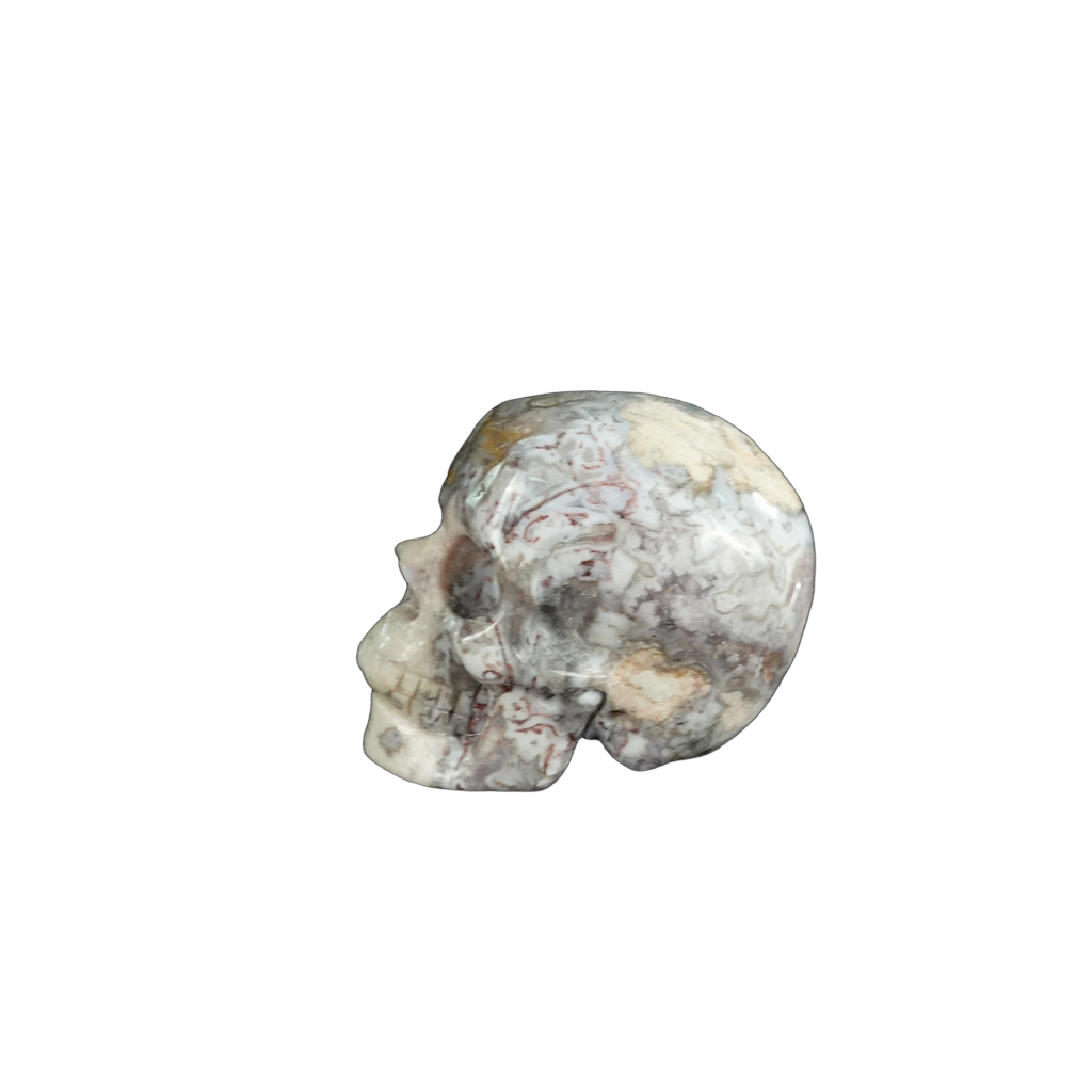 2.2" Blue Flower Agate Crystal Skull Carving - Unique Piece #BF01