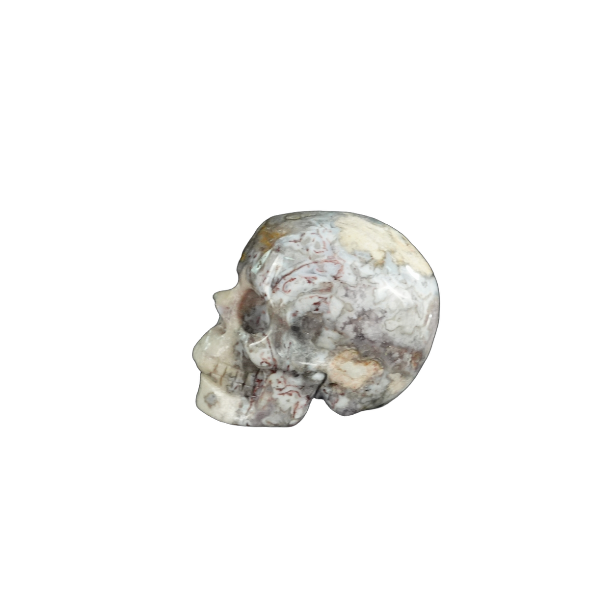 2.2" Blue Flower Agate Crystal Skull Carving - Unique Piece #BF01