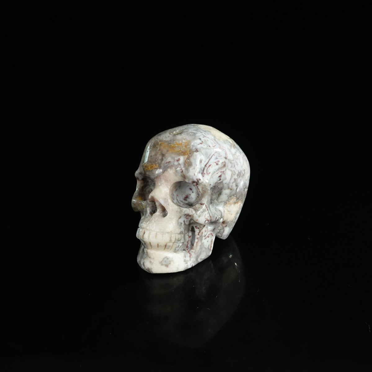 2.2" Blue Flower Agate Crystal Skull Carving - Unique Piece #BF01