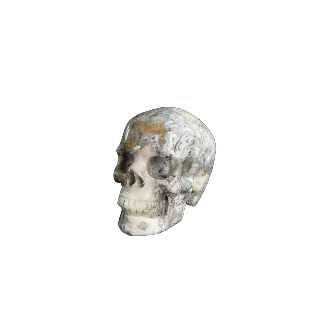 2.2" Blue Flower Agate Crystal Skull Carving - Unique Piece #BF01