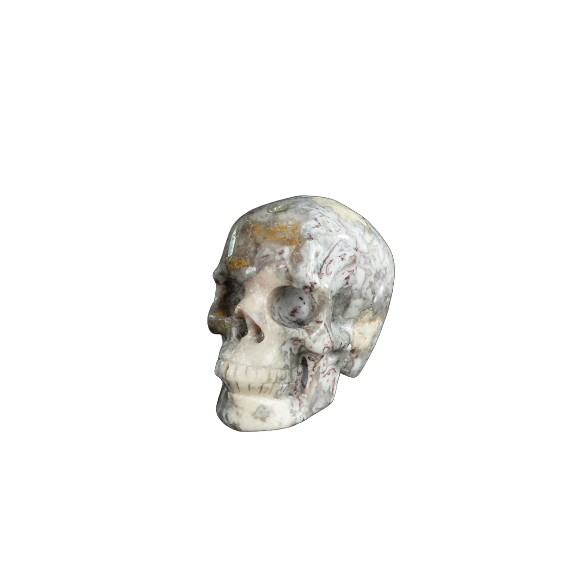 2.2" Blue Flower Agate Crystal Skull Carving - Unique Piece #BF01