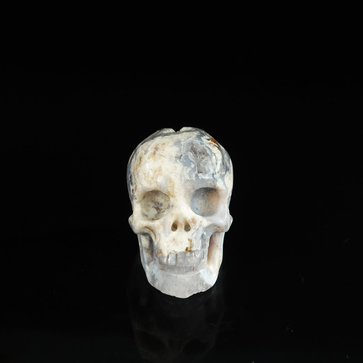 2.2" Blue Flower Agate Crystal Skull Carving - Unique Piece #BF02