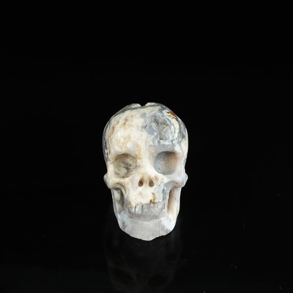 2.2" Blue Flower Agate Crystal Skull Carving - Unique Piece #BF02