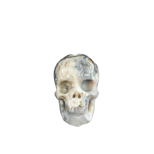 2.2" Blue Flower Agate Crystal Skull Carving - Unique Piece #BF02
