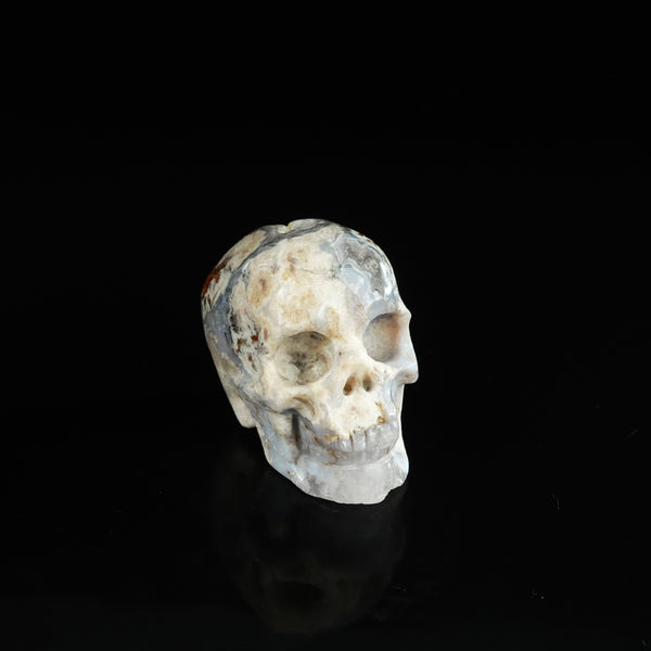 2.2" Blue Flower Agate Crystal Skull Carving - Unique Piece #BF02 - alternate view