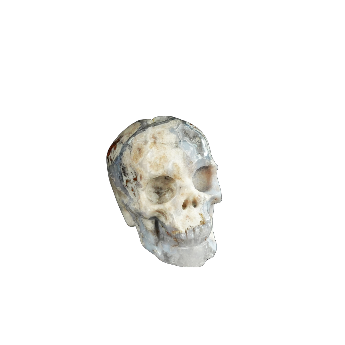 2.2" Blue Flower Agate Crystal Skull Carving - Unique Piece #BF02