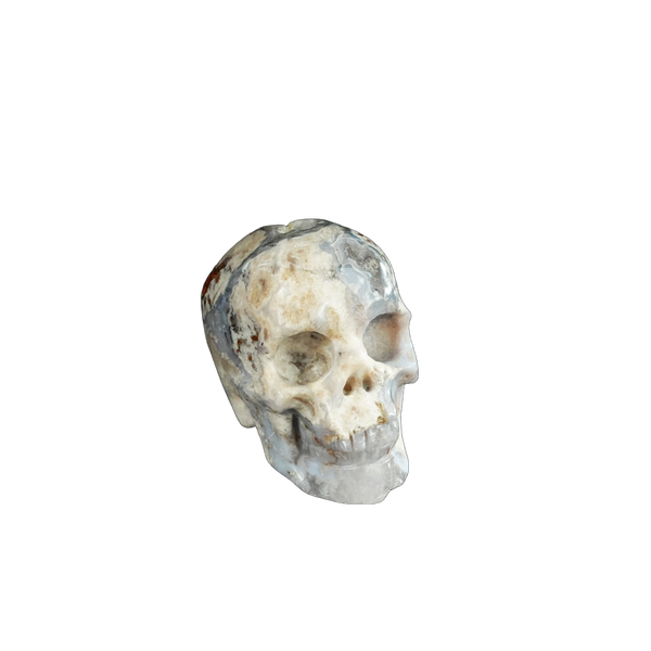2.2" Blue Flower Agate Crystal Skull Carving - Unique Piece #BF02 - alternate view