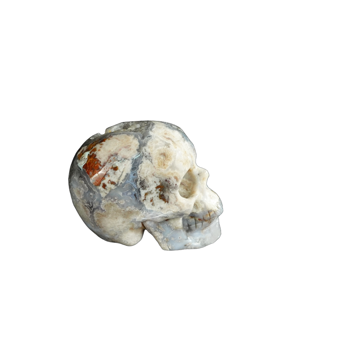 2.2" Blue Flower Agate Crystal Skull Carving - Unique Piece #BF02