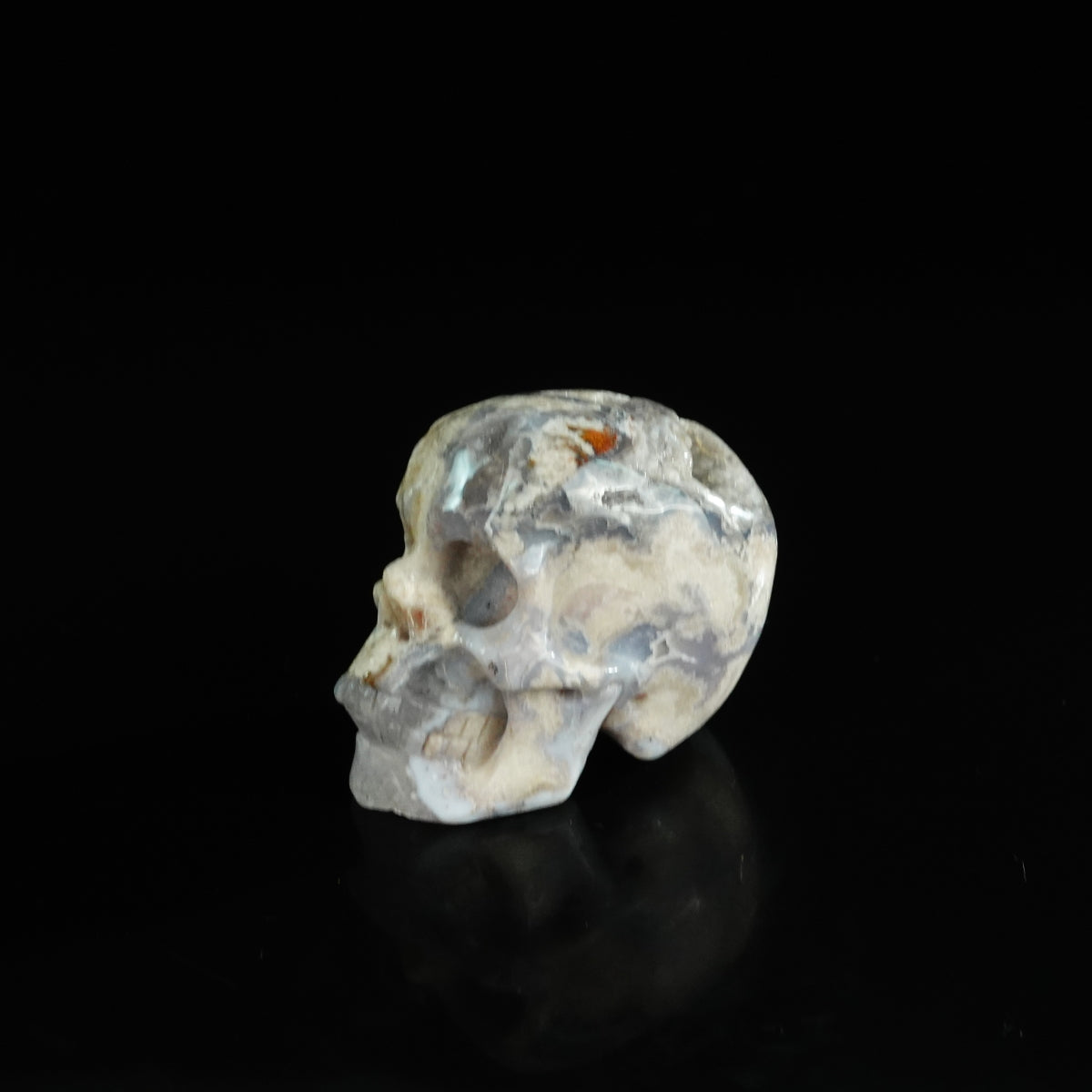 2.2" Blue Flower Agate Crystal Skull Carving - Unique Piece #BF02