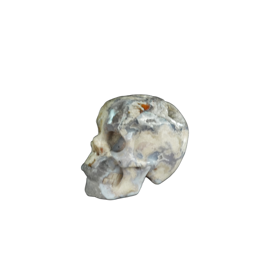 2.2" Blue Flower Agate Crystal Skull Carving - Unique Piece #BF02