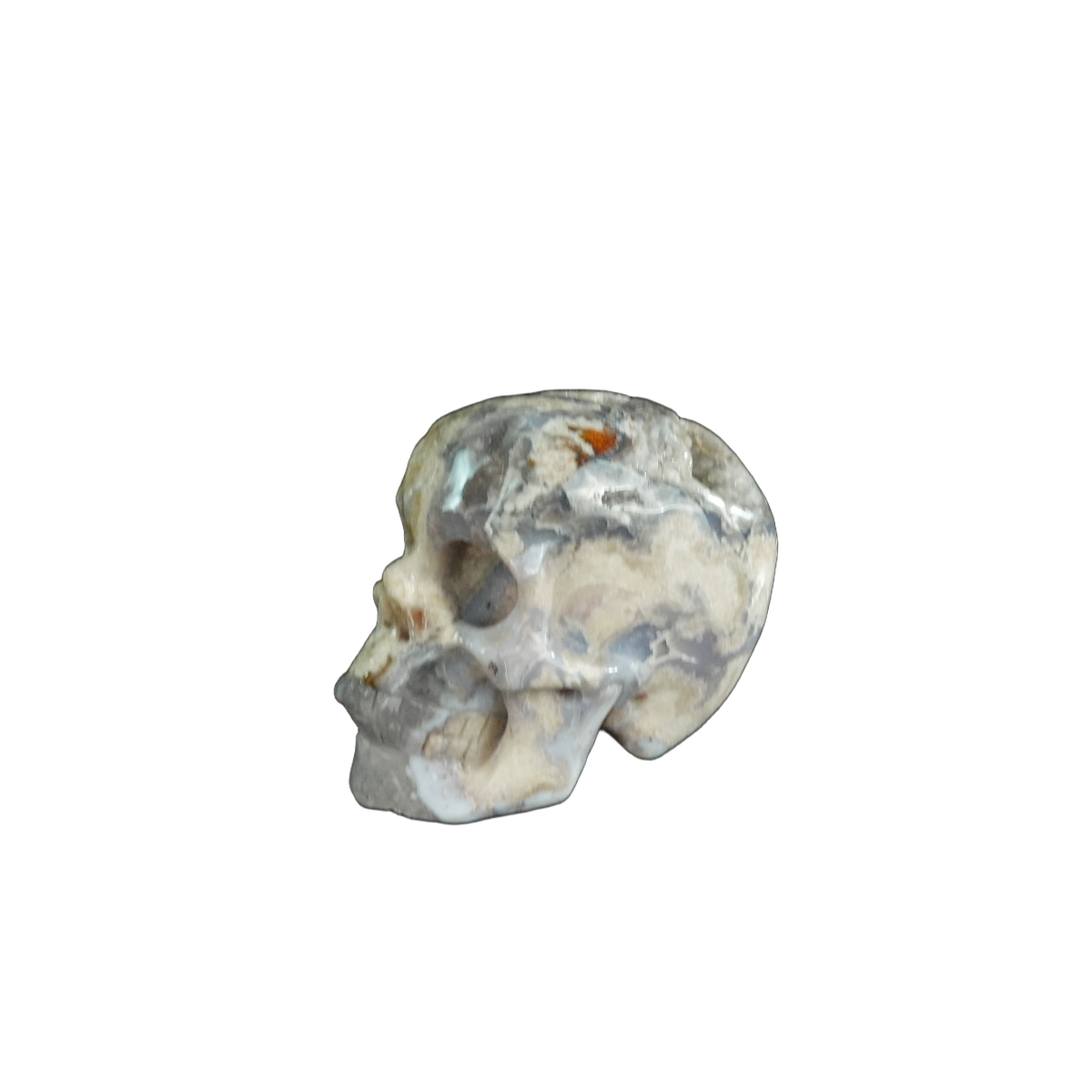 2.2" Blue Flower Agate Crystal Skull Carving - Unique Piece #BF02