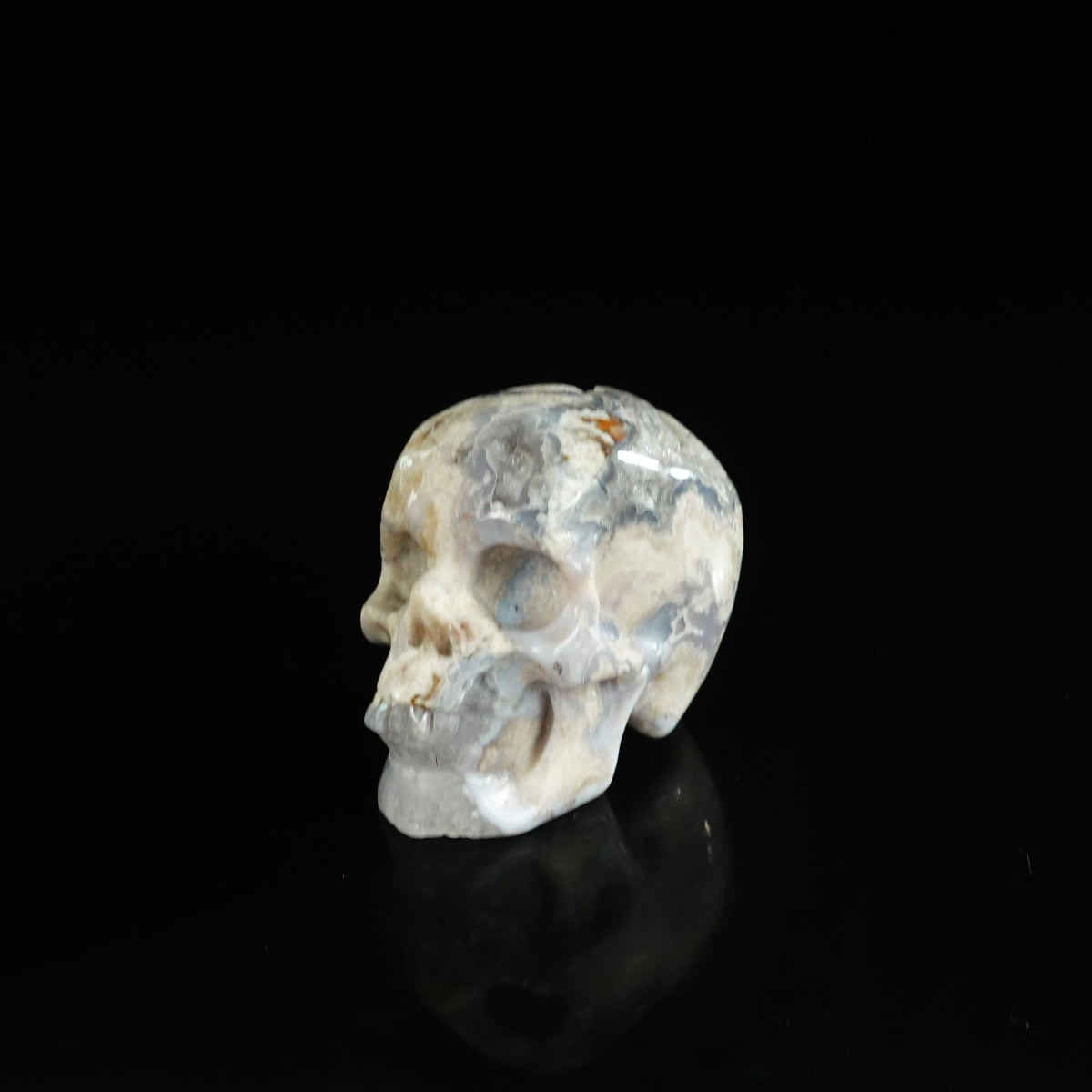 2.2" Blue Flower Agate Crystal Skull Carving - Unique Piece #BF02