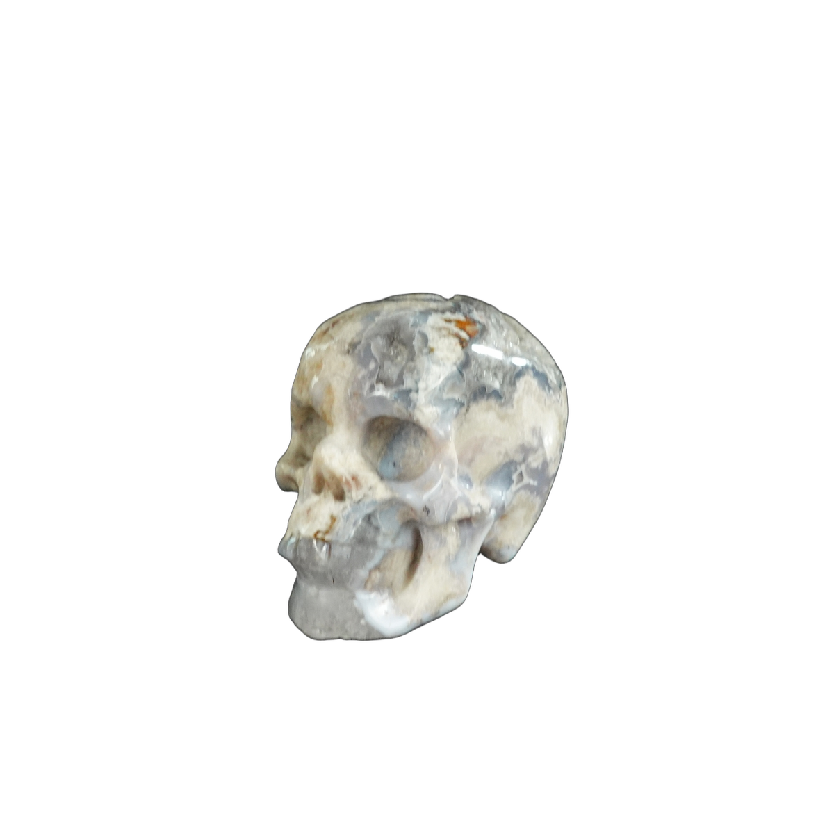 2.2" Blue Flower Agate Crystal Skull Carving - Unique Piece #BF02