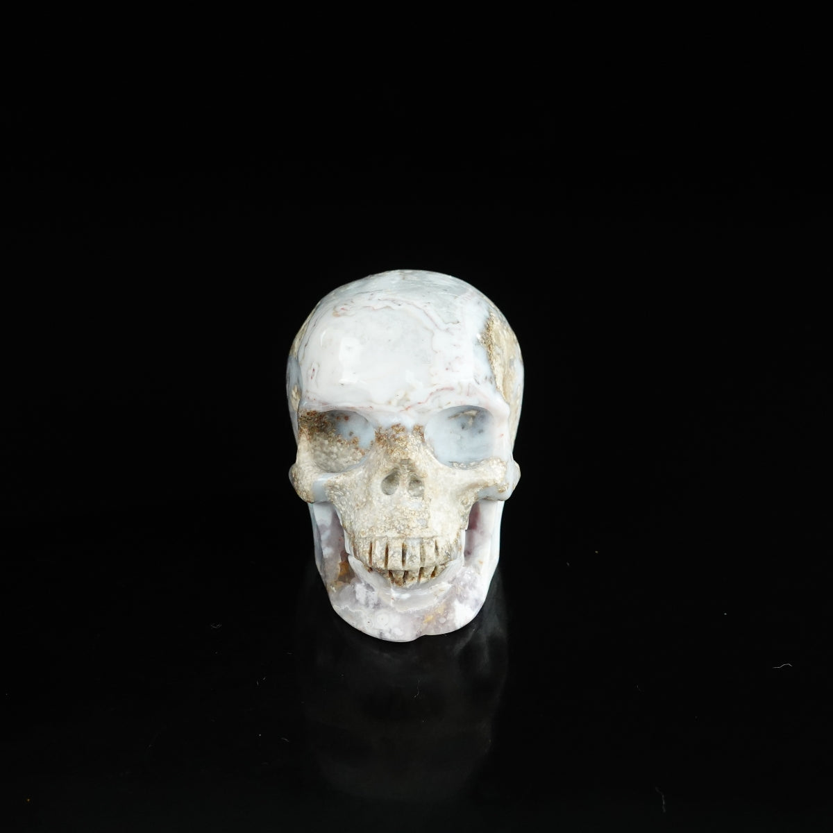 2.2" Blue Flower Agate Crystal Skull Carving - Unique Piece #BF03