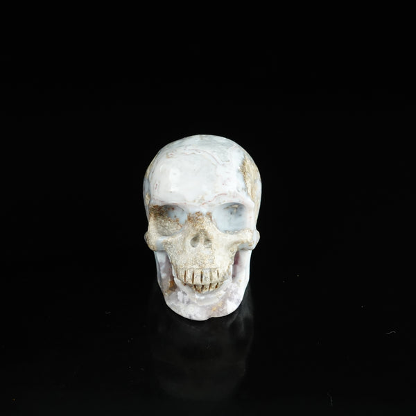 2.2" Blue Flower Agate Crystal Skull Carving - Unique Piece #BF03