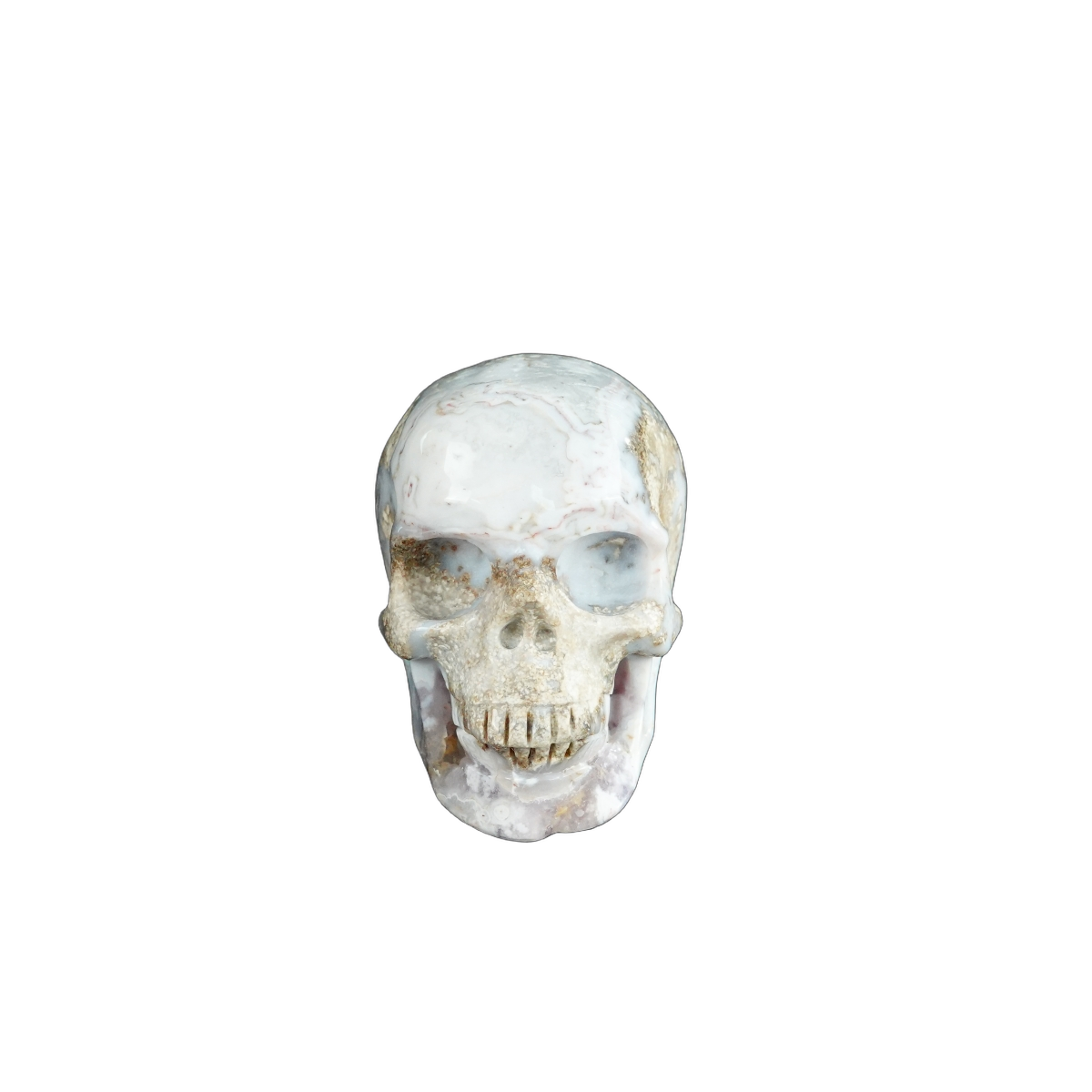 2.2" Blue Flower Agate Crystal Skull Carving - Unique Piece #BF03