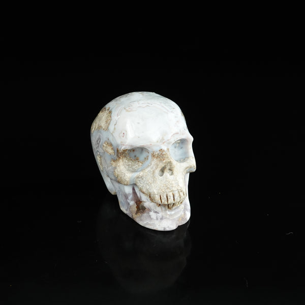 2.2" Blue Flower Agate Crystal Skull Carving - Unique Piece #BF03 - alternate view