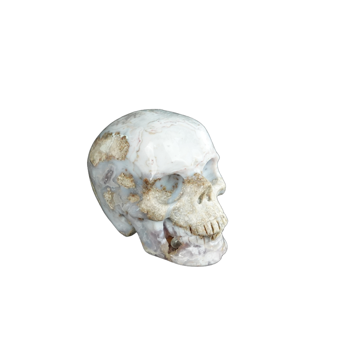 2.2" Blue Flower Agate Crystal Skull Carving - Unique Piece #BF03