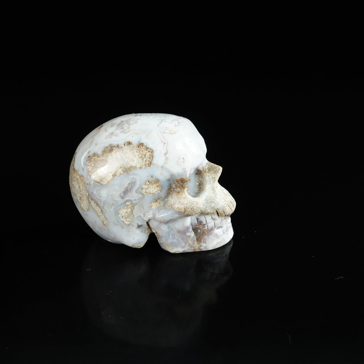 2.2" Blue Flower Agate Crystal Skull Carving - Unique Piece #BF03
