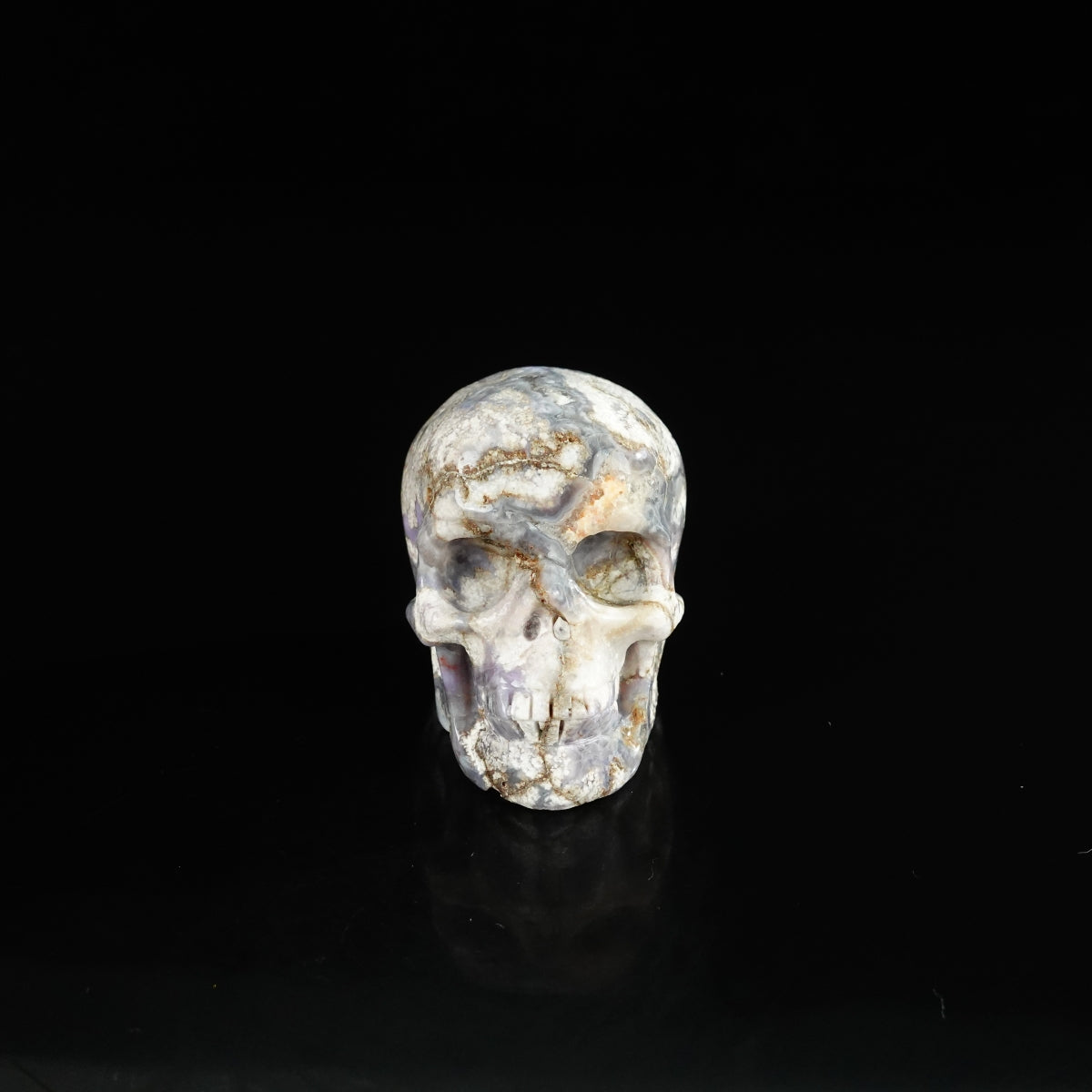2.2" Blue Flower Agate Crystal Skull Carving - Unique Piece #BF04
