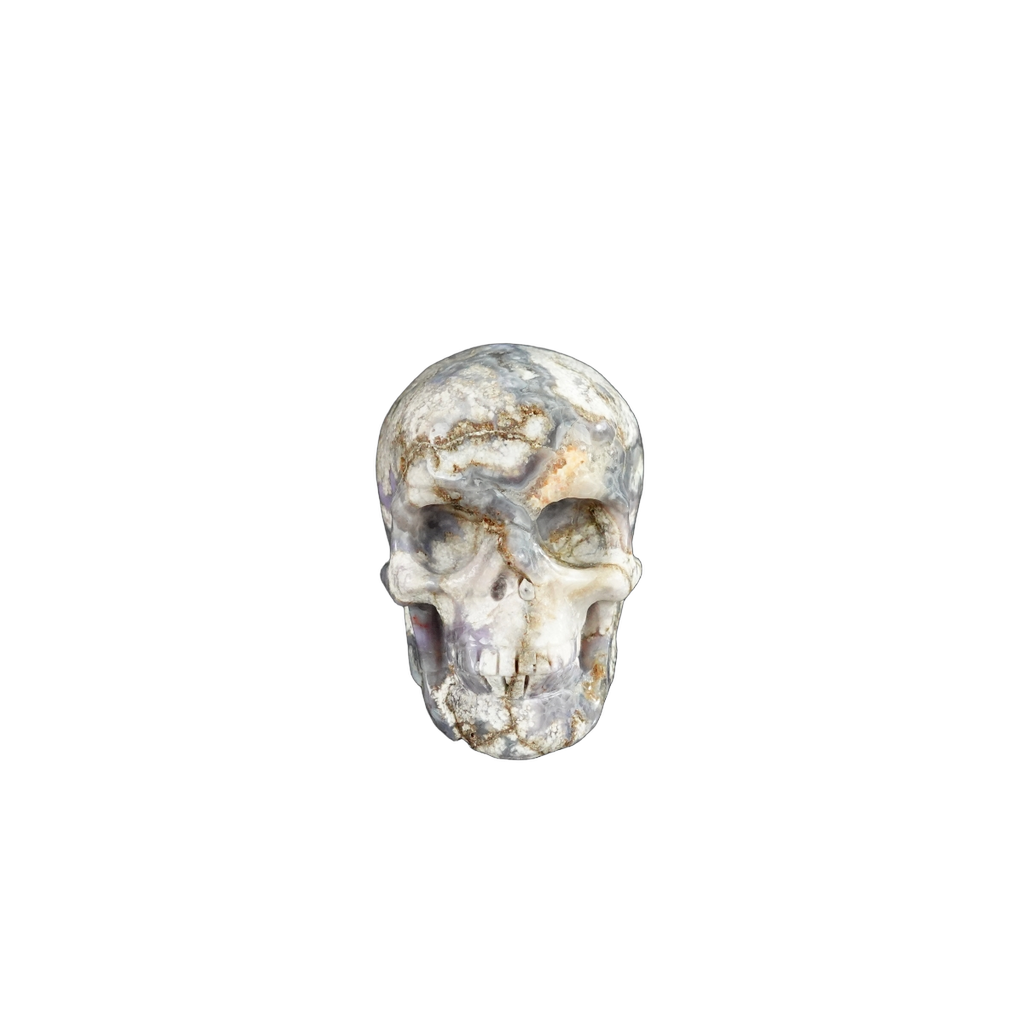 2.2" Blue Flower Agate Crystal Skull Carving - Unique Piece #BF04