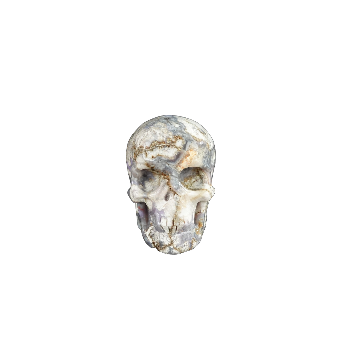 2.2" Blue Flower Agate Crystal Skull Carving - Unique Piece #BF04