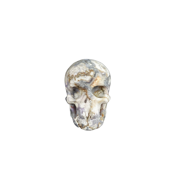 2.2" Blue Flower Agate Crystal Skull Carving - Unique Piece #BF04