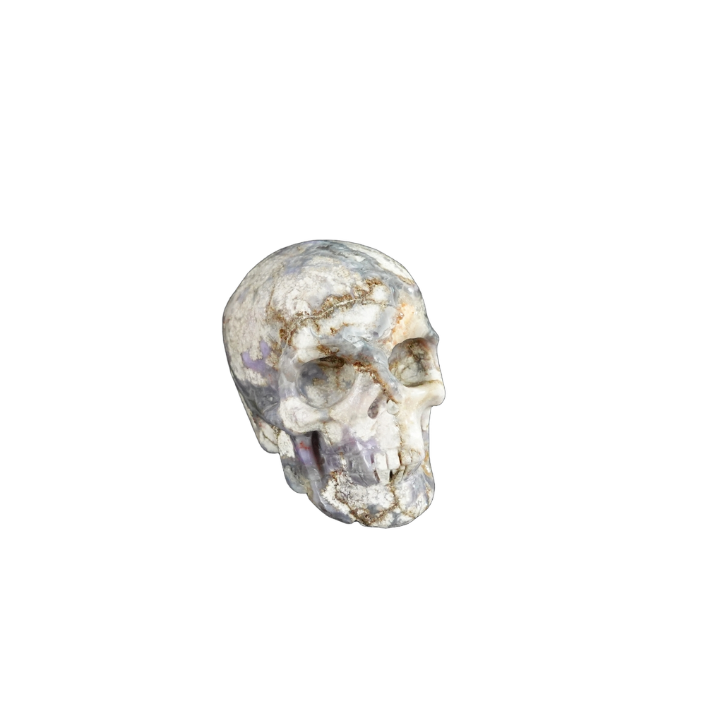 2.2" Blue Flower Agate Crystal Skull Carving - Unique Piece #BF04