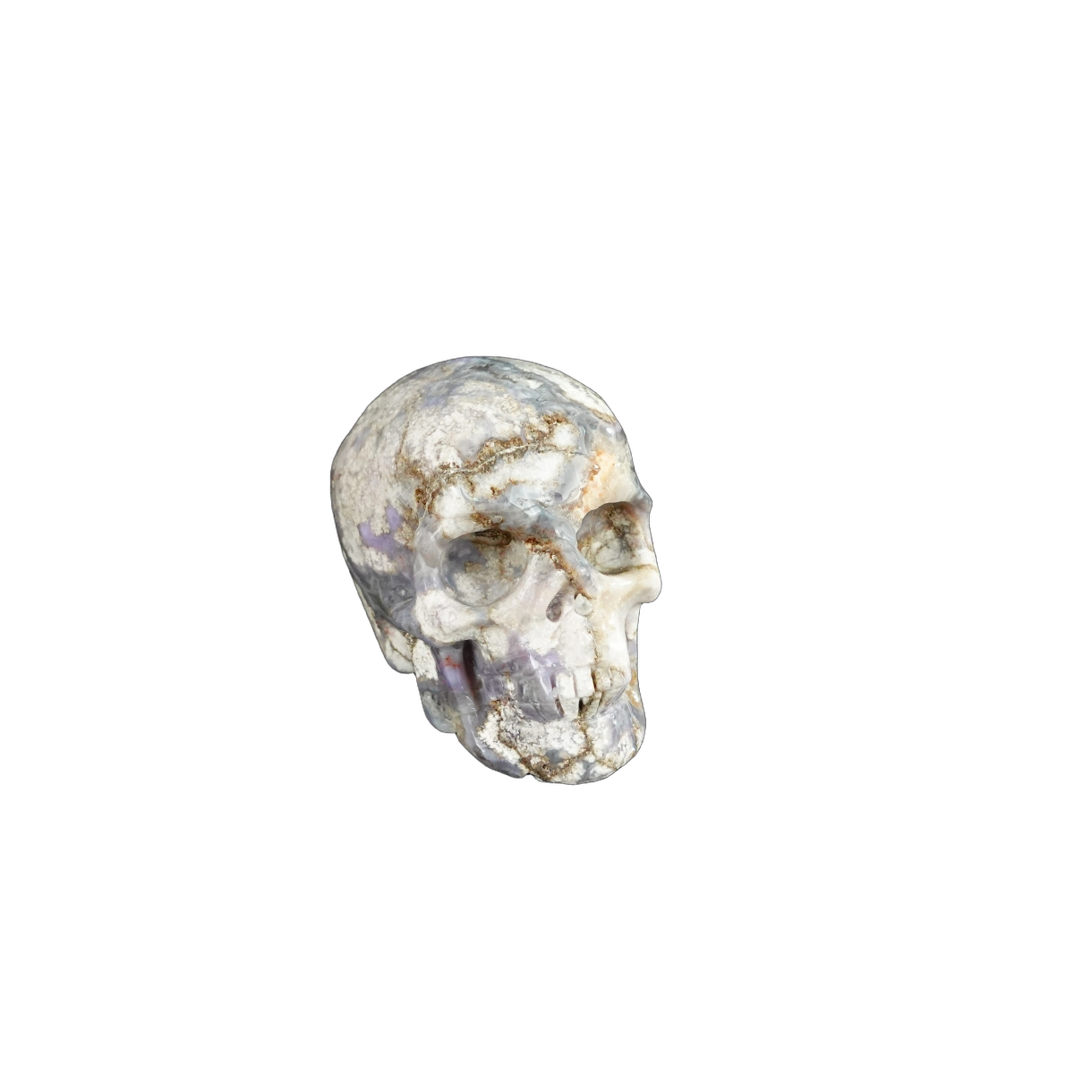2.2" Blue Flower Agate Crystal Skull Carving - Unique Piece #BF04