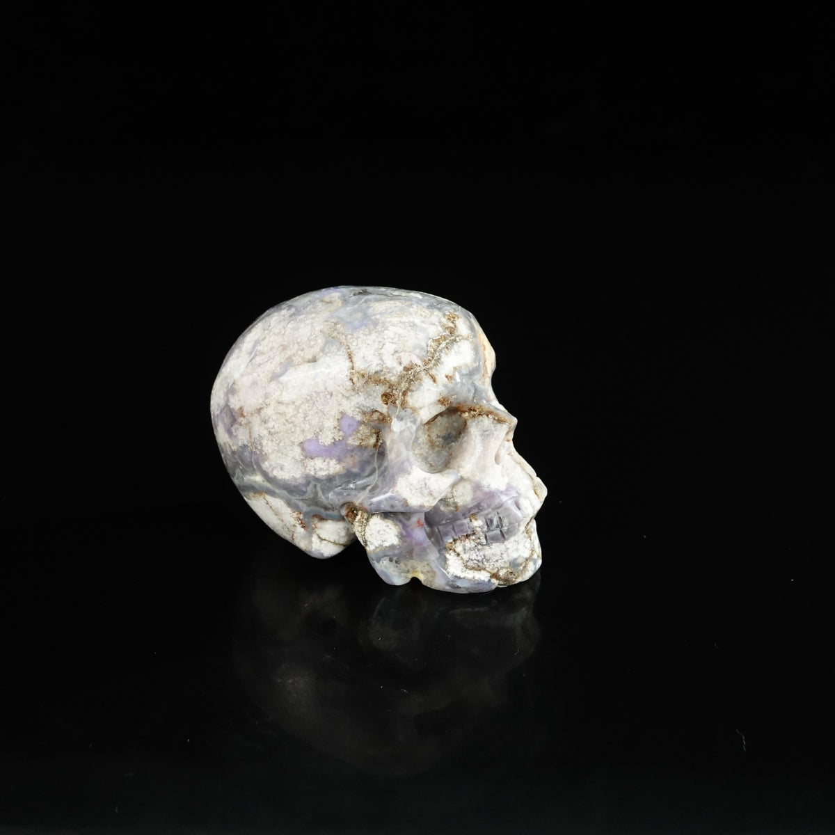 2.2" Blue Flower Agate Crystal Skull Carving - Unique Piece #BF04