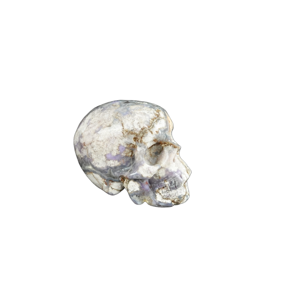 2.2" Blue Flower Agate Crystal Skull Carving - Unique Piece #BF04