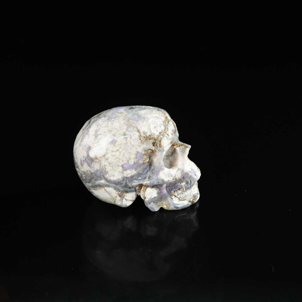 2.2" Blue Flower Agate Crystal Skull Carving - Unique Piece #BF04