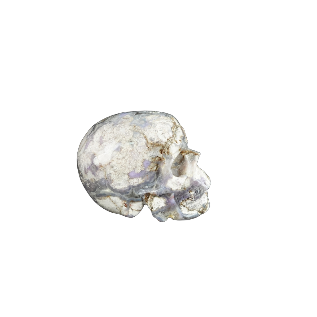 2.2" Blue Flower Agate Crystal Skull Carving - Unique Piece #BF04
