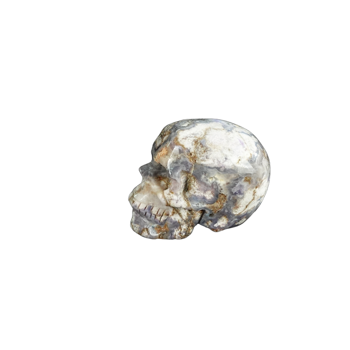 2.2" Blue Flower Agate Crystal Skull Carving - Unique Piece #BF04