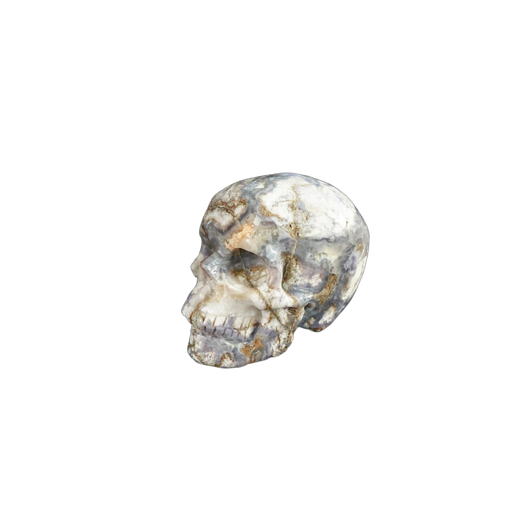 2.2" Blue Flower Agate Crystal Skull Carving - Unique Piece #BF04