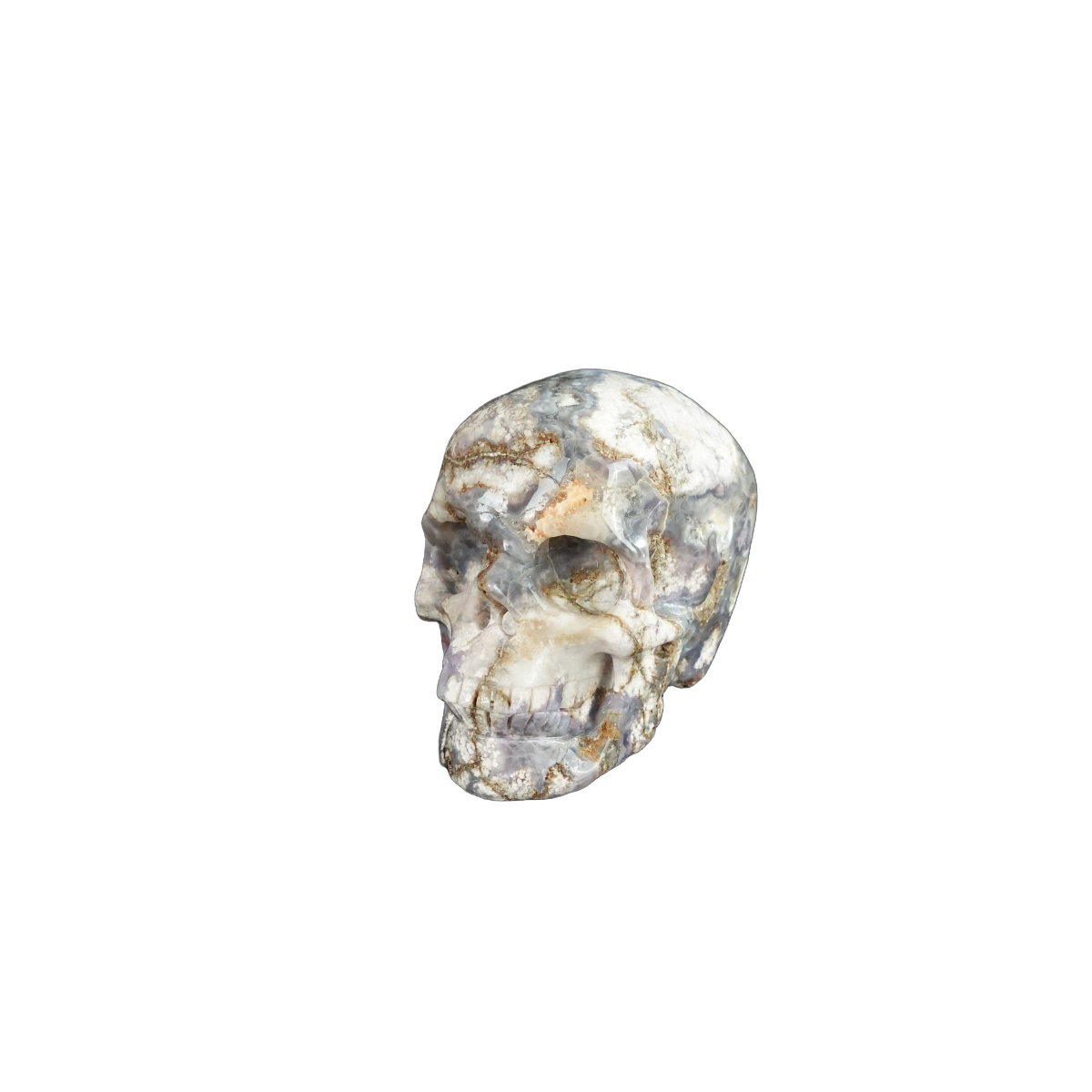 2.2" Blue Flower Agate Crystal Skull Carving - Unique Piece #BF04