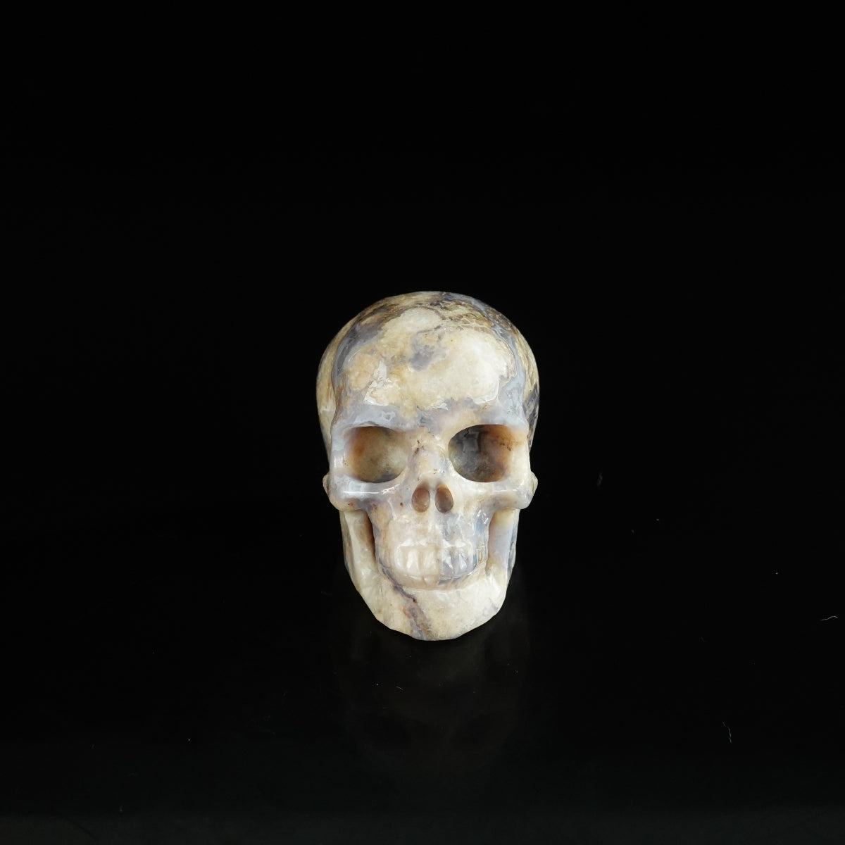 2.2" Blue Flower Agate Crystal Skull Carving - Unique Piece #BF05
