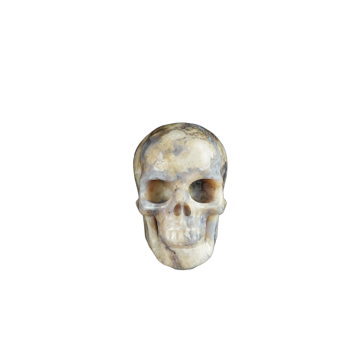 2.2" Blue Flower Agate Crystal Skull Carving - Unique Piece #BF05