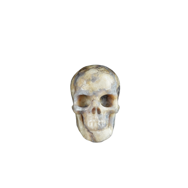 2.2" Blue Flower Agate Crystal Skull Carving - Unique Piece #BF05