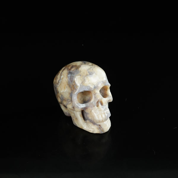 2.2" Blue Flower Agate Crystal Skull Carving - Unique Piece #BF05 - alternate view