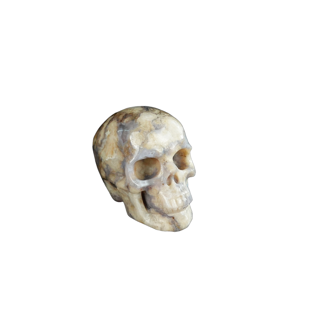 2.2" Blue Flower Agate Crystal Skull Carving - Unique Piece #BF05