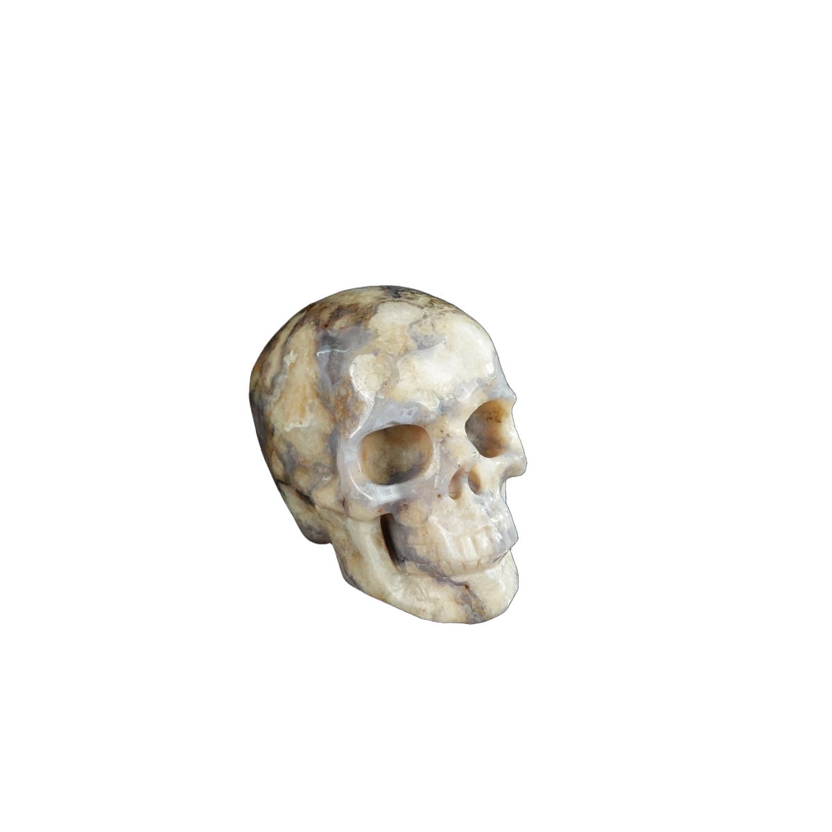 2.2" Blue Flower Agate Crystal Skull Carving - Unique Piece #BF05