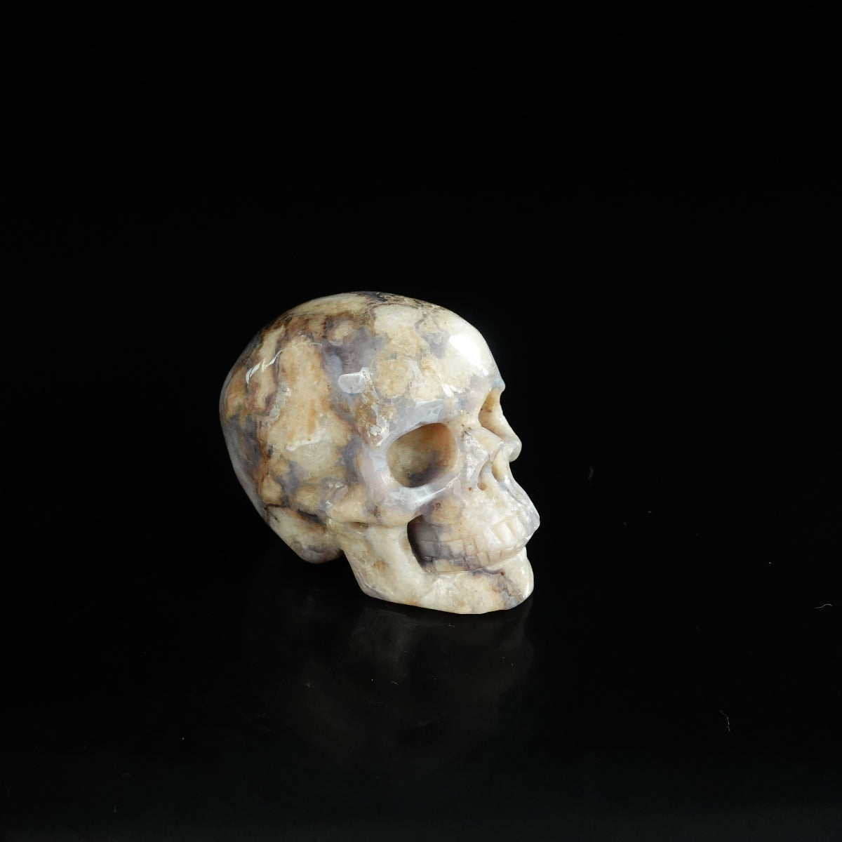 2.2" Blue Flower Agate Crystal Skull Carving - Unique Piece #BF05