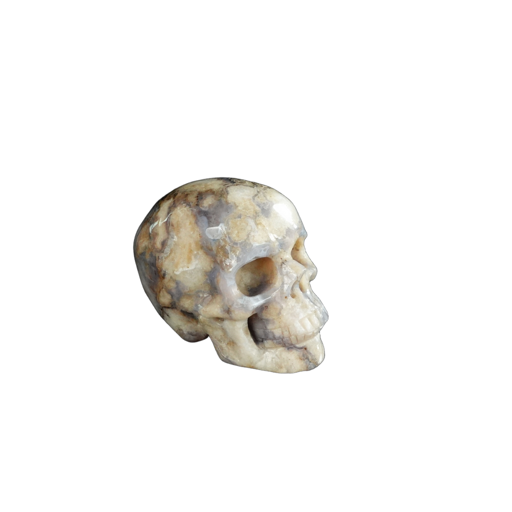 2.2" Blue Flower Agate Crystal Skull Carving - Unique Piece #BF05