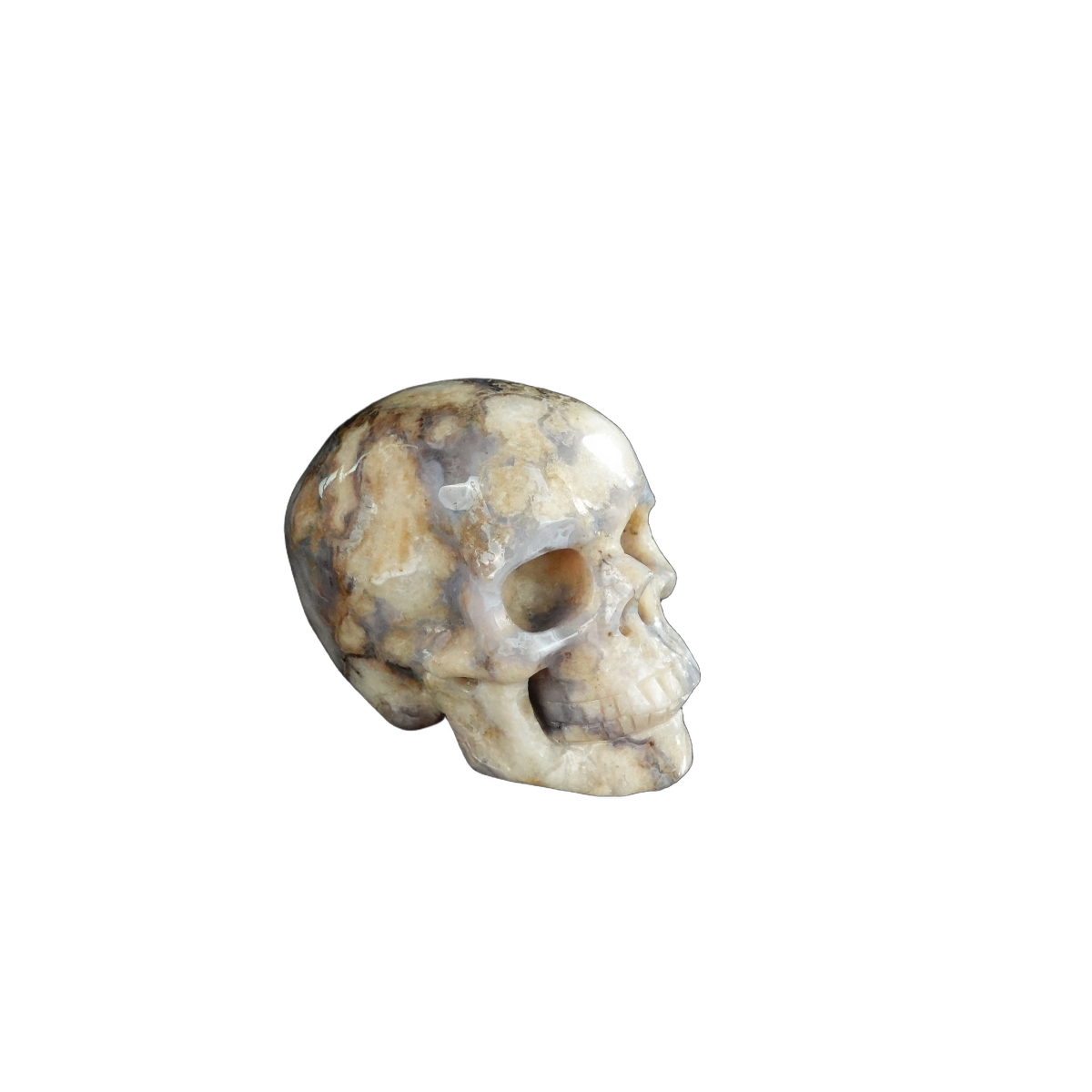 2.2" Blue Flower Agate Crystal Skull Carving - Unique Piece #BF05