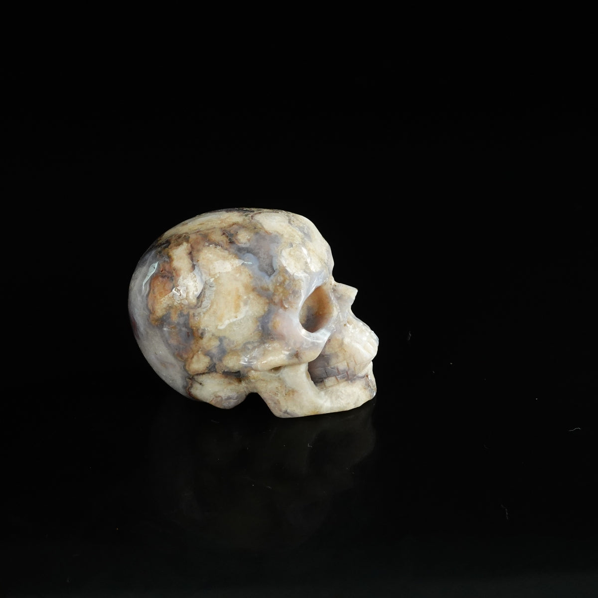 2.2" Blue Flower Agate Crystal Skull Carving - Unique Piece #BF05