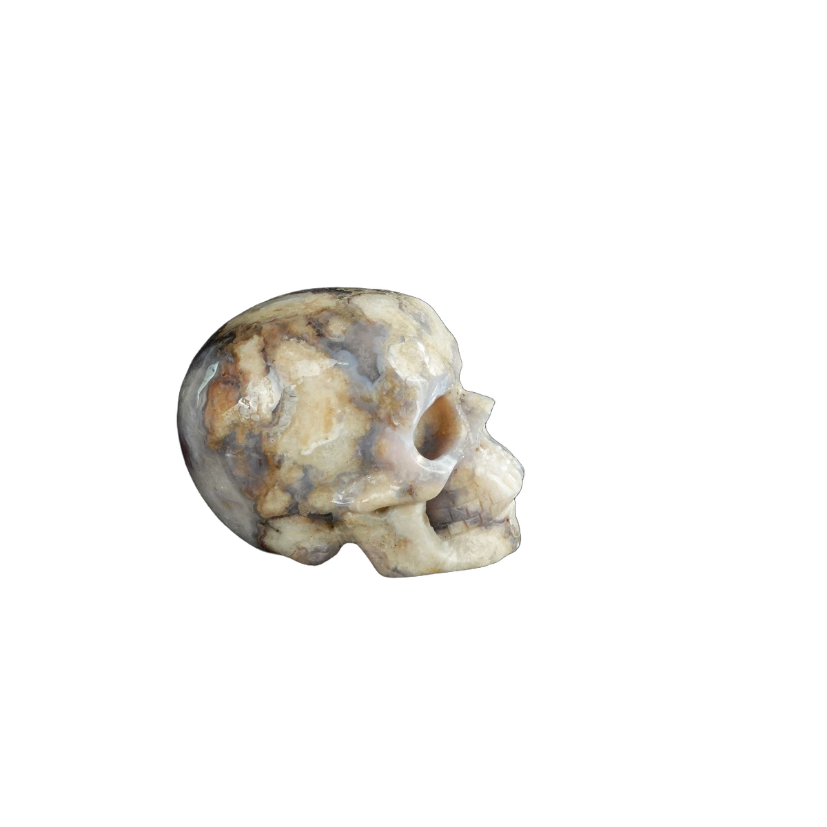 2.2" Blue Flower Agate Crystal Skull Carving - Unique Piece #BF05